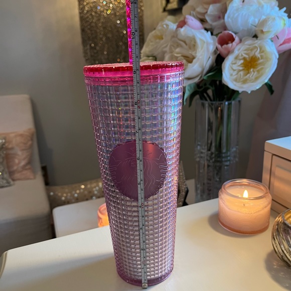 NWT STARBUCKS Iridescent Bling Cold Tumbler.  24 oz, Pink and Neon Pink. - Picture 6 of 8